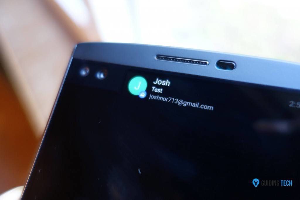 V10 Second Screen shows a new email from "Josh" with the title "Test".